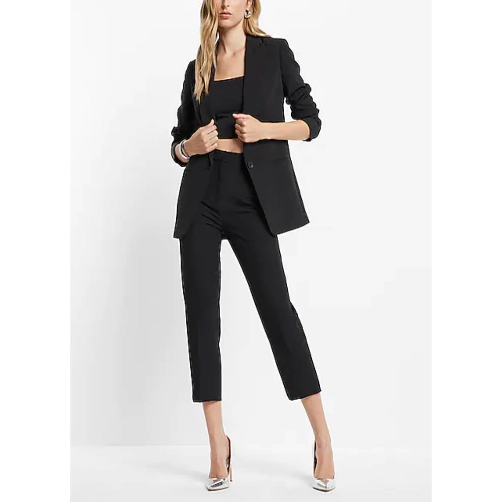 Express Black Super Soft Twill Boyfriend Oversize Peak Lapel Blazer Size M